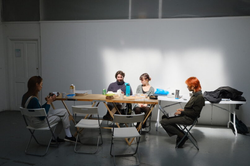 threadsafe members working on the concept of the exhibition